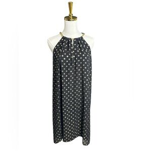 MICHAEL Michael Kors Black Halter Mini High Low Chain Dress  Foil Design Size XS